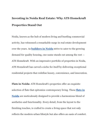 Investing in Noida Real Estate_ Why ATS Homekraft Properties Stand Out