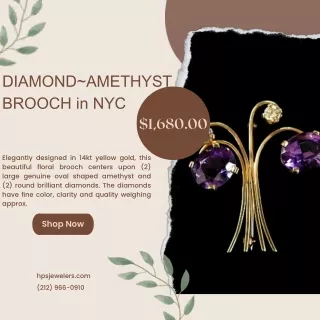 DIAMOND~AMETHYST BROOCH in NYC