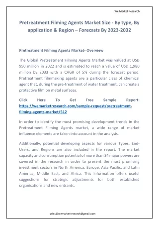 Pretreatment Filming Agents Market