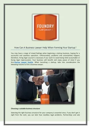 How Can A Business Lawyer Help When Forming Your Startup
