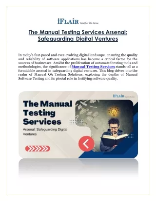 The Manual Testing Services Arsenal Safeguarding Digital Ventures