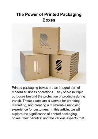 The Power of Printed Packaging Boxes