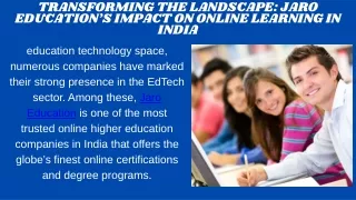 Transforming the Landscape Jaro Education’s Impact on Online Learning in India