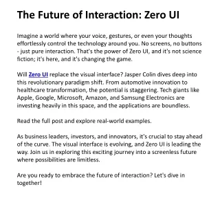The Future of Interaction Zero UI