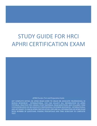 Study Guide for HRCI aPHRi Certification Exam