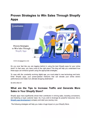 Proven Strategies to Win Sales Through Shopify Apps