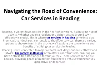 Navigating the Road of Convenience Car Services in Reading