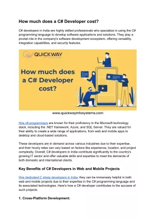 How much does a C# Developer cost