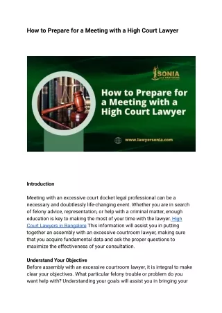 How to Prepare for a Meeting with a High Court Lawyer