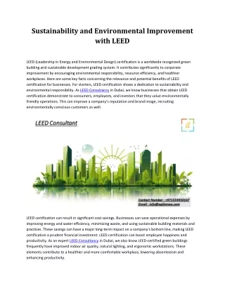 Sustainability and Environmental Improvement with LEED