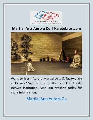 Martial Arts Aurora Co | Karatebros.com