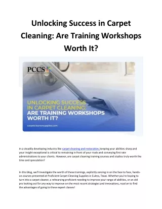 Unlocking Success in Carpet Cleaning.