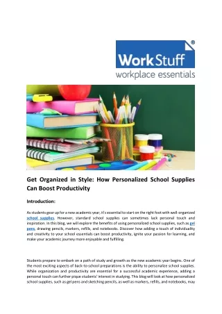 Get Organized in Style: How Personalized School Supplies Can Boost Productivity