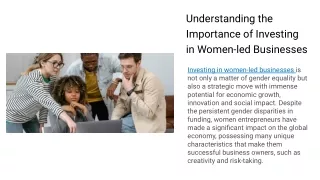 Understanding the Importance of Investing in Women-led Businesses