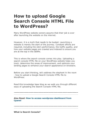 How to upload Google Search Console HTML File to Wordpress