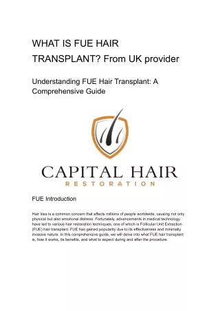 What is FUE Hair Transplant_ From an London, UK clinic provider