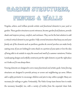 Garden Structures, Fences & Walls