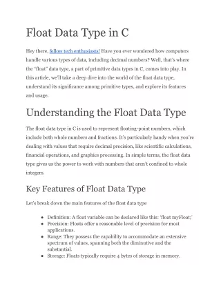 Float Data Type in C
