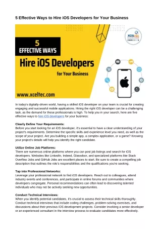 5 Effective Ways to Hire iOS Developers for Your Business