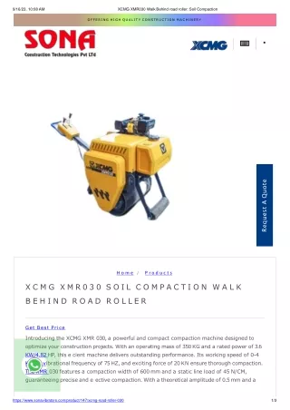 XCMG XMR030 Walk Behind Road Roller: Best Prices