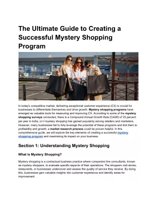 The Ultimate Guide to Creating a Successful Mystery Shopping Program