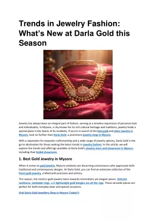 Trends in Jewelry Fashion - What’s New at Darla Gold this Season