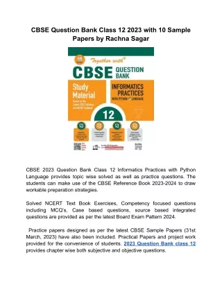 Best CBSE Question Bank Class 12 2023 Informatics Practices with Python Language