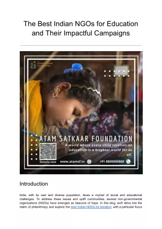 The Best Indian NGOs for Education and Their Impactful Campaigns