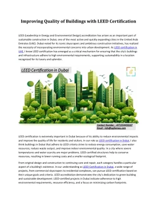 Improving Quality of Buildings with LEED Certification