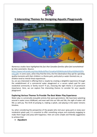 Empex Watertoys® - 5 Interesting Themes for Designing Aquatic Playgrounds