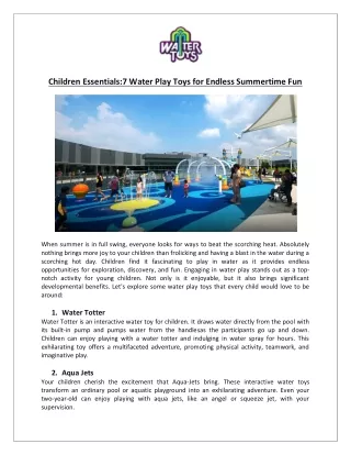 Empex Watertoys® - Children Essentials 7 Water Play Toys for Endless Summertime Fun