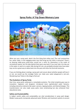 Empex Watertoys® - Spray Parks A Trip Down Memory Lane