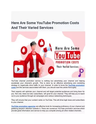 Here Are Some YouTube Promotion Costs