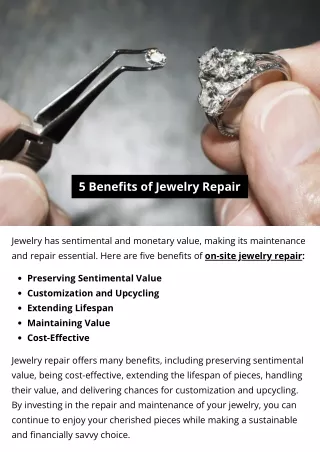 5 Benefits of Jewelry Repair