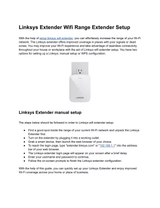 Linksys Extender Wifi Range Extender Setup