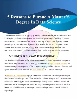 5 Reasons to Pursue A Master’S Degree In Data Science