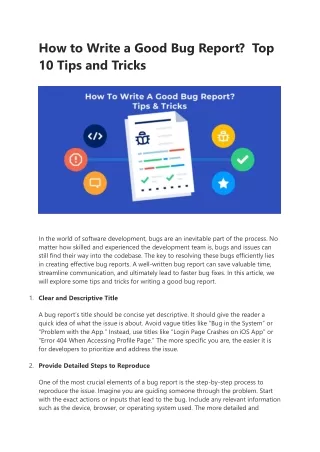 How to Write a Good Bug Report?  Top 10 Tips and Tricks