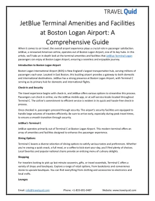 JetBlue Terminal Amenities and Facilities at Boston Logan Airport