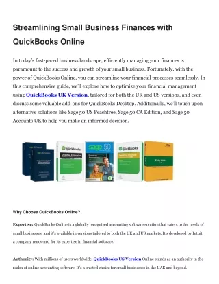Streamlining Small Business Finances with QuickBooks Online