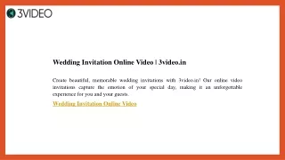 Wedding Invitation Online Video  3video.in