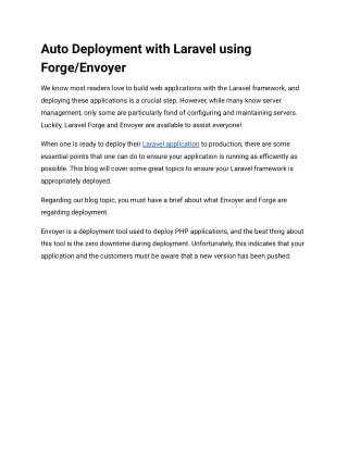 Auto Deployment with Laravel using Forge/Envoyer