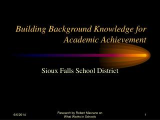 Building Background Knowledge for Academic Achievement