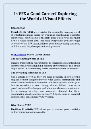 Is VFX a Good Career?