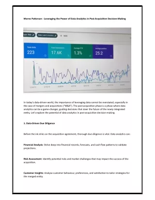 Morne Patterson - Leveraging the Power of Data Analytics in Post-Acquisition Decision-Making