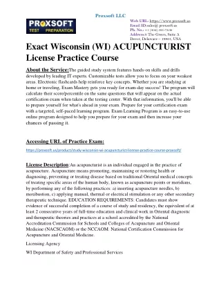 Exact Wisconsin (WI) ACUPUNCTURIST License Practice Course