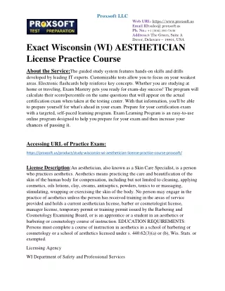 Exact Wisconsin (WI) AESTHETICIAN License Practice Course