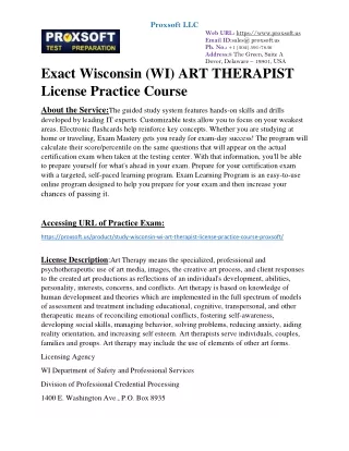 Exact Wisconsin (WI) ART THERAPIST License Practice Course