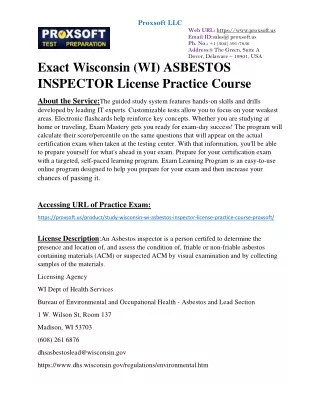 Exact Wisconsin (WI) ASBESTOS INSPECTOR License Practice Course
