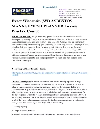 Exact Wisconsin (WI) ASBESTOS MANAGEMENT PLANNER License Practice Course