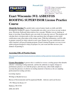 Exact Wisconsin (WI) ASBESTOS ROOFING SUPERVISOR License Practice Course